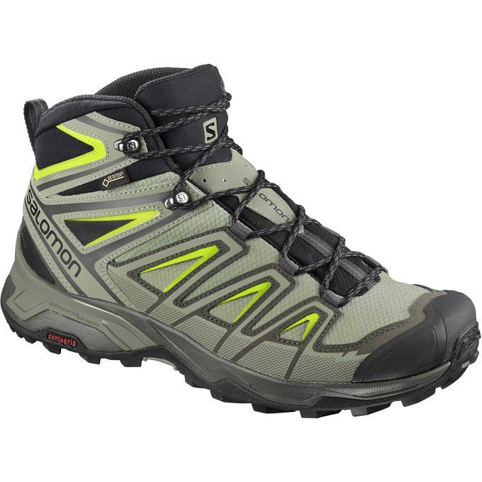 Buty Trekkingowe Męskie Salomon X ULTRA 3 MID GTX® - Oliwkowe / Czarne - Polska (429-AGMURY)